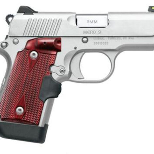 Kimber Micro 9 Stainless 9mm, 3.15" Barrel, Rosewood Laser Grip, Satin Silver, 7rd