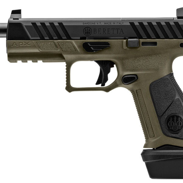 Beretta APX A1 Tactical 9mm, 4.8" Threaded Barrel, Olive Drab Green Frame, Black Slide/Grip, 21rd