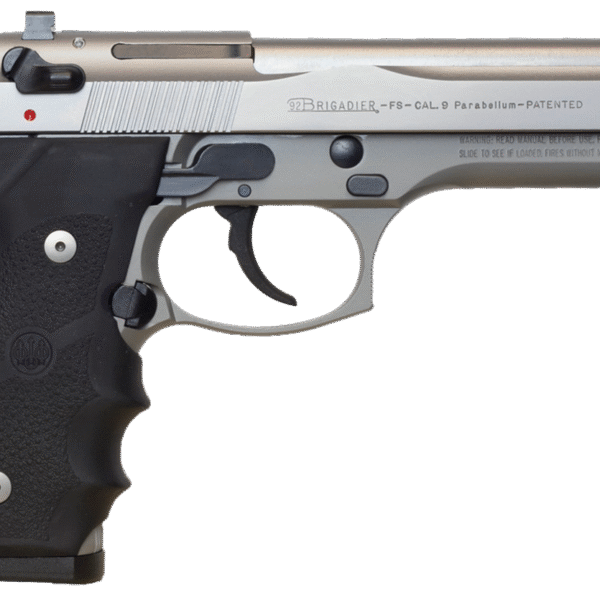 Beretta 92FS Brigadier 9mm, 4.9" Barrel, Silver Slide, 3 Dot Sights, 10rd