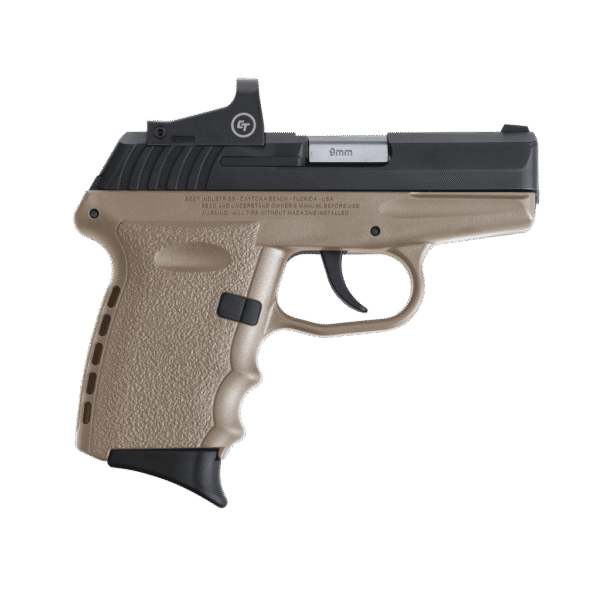 SCCY CPX-2 RD DAO 9mm 3.10",  Black Slide Flat Dark Earth Polymer Frame/Grip Crimson Trace 1500 Red Dot No Manual Safety,  10 rd