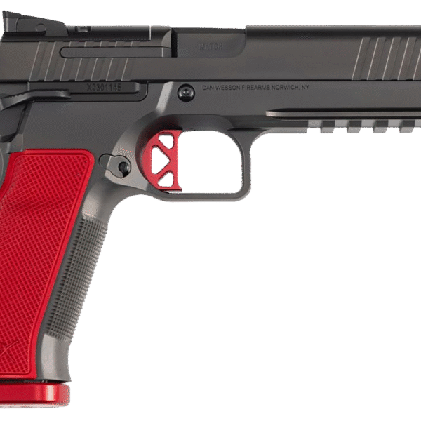 Dan Wesson DWX 9mm, 4.95" Match Grade Barrel, DLC Black, Alum Grips, Red, Optics Ready Slide, Ambi Safety, Fiber Sights, Flat K Style Trig, 10rd