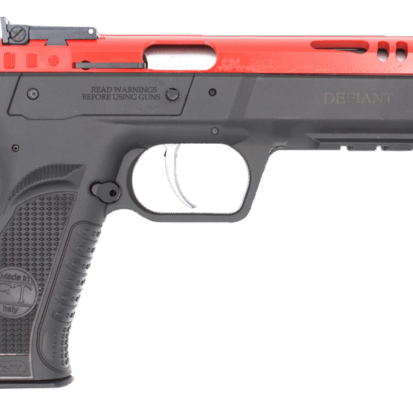 Tanfoglio Defiant Force 22 LR, 4.4" Threaded Barrel, Red Slide, Black Frame, 10rd