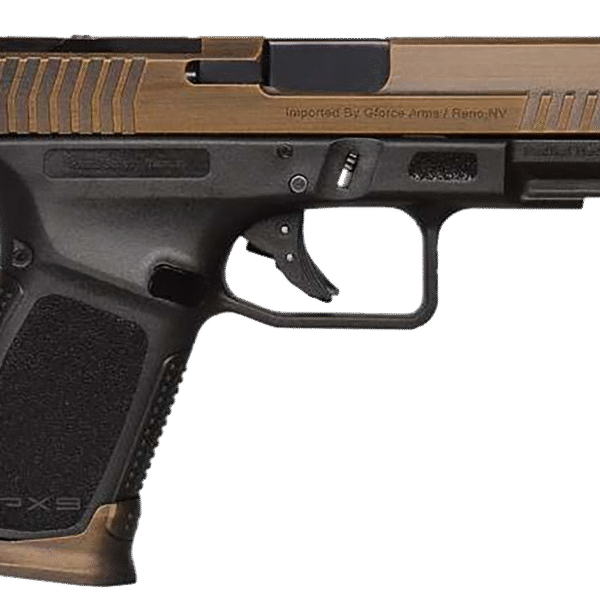 Gforce Arms Exodus 9mm, 4" Barrel, Bronze Cerakote, Serrated, Black Frame, Rail, 15rd
