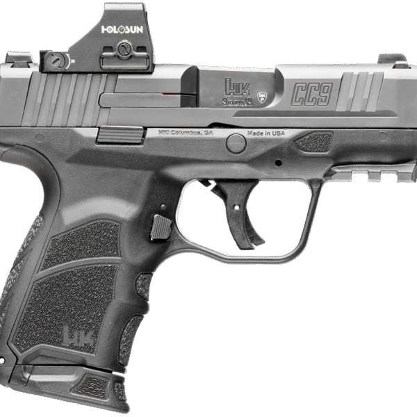 HK CC9 9mm Holosun, 3.32" Poly Barrel, Optic Ready, Serrated Slide, Picatinny Rail, Changeable Backstrap Grip, 10rd-12rd Mags