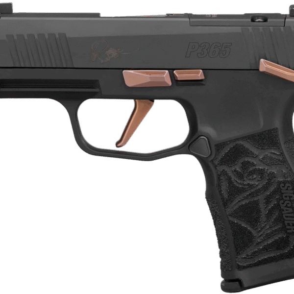 Sig Sauer P365XL Rose 9mm, 3.1" Barrel, Black, Rose Laser Engraved Grip Module, CA Compliant, 10rd