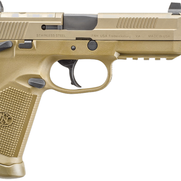 FN FNX Holosun 45 ACP,5.30" Threaded Barrel, Flat Dark Earth, Serrated Slide, Picatinny Rail, Holosun 407C Red Dot, 2x15rd