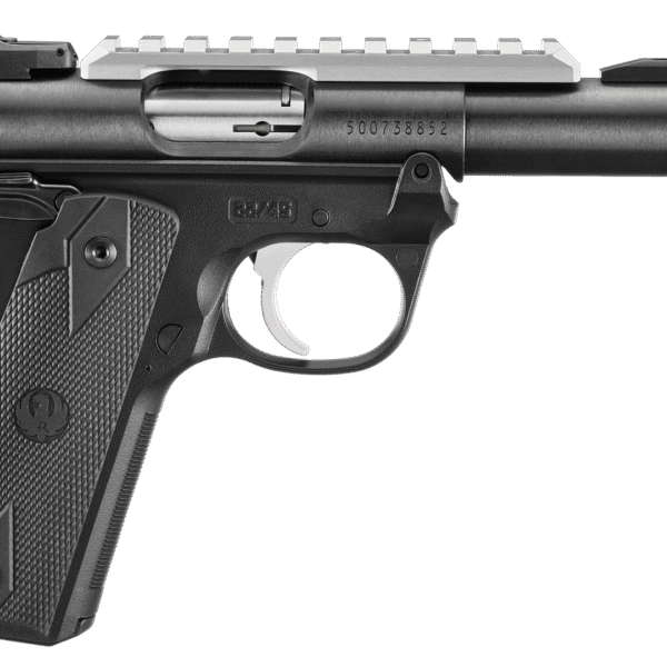 Ruger Mark IV 22/45 22 LR,4.4" Threaded Bull Barrel, Black, Picatinny, Checkered Grip, 10rd