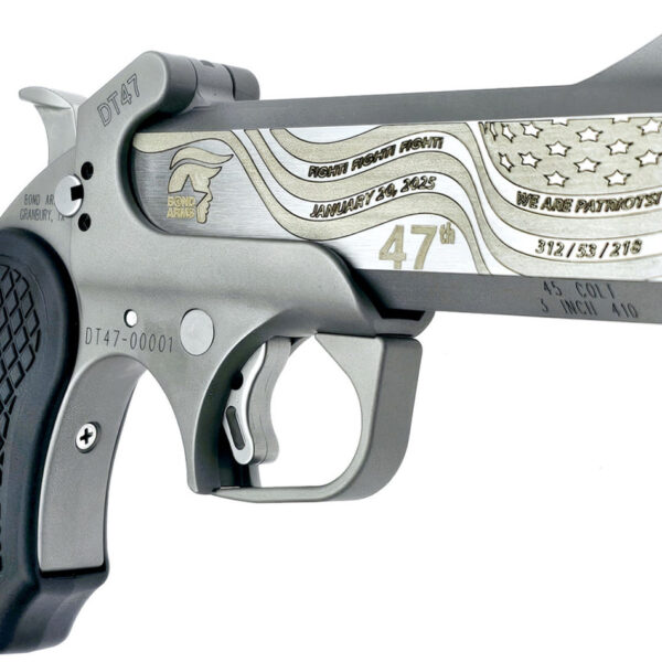 Bond Arms DT-47 Trump 47th Pres 45 LC/410 GA, 4.25", Stainless Gold Engraving, SS Frame, Black Grips, 2rd