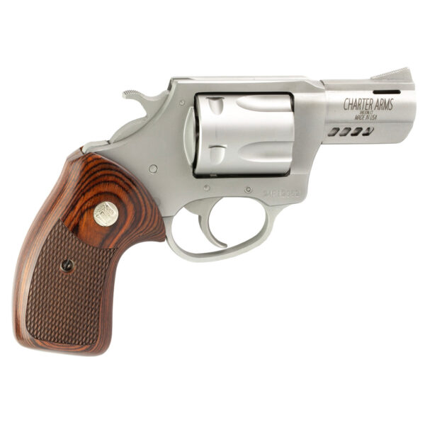 Charter Mag Pug/Pit Bull 357 Magnum/9mm, 2.2" Barrel, Silver Frame, Walnut Grip, 5rd