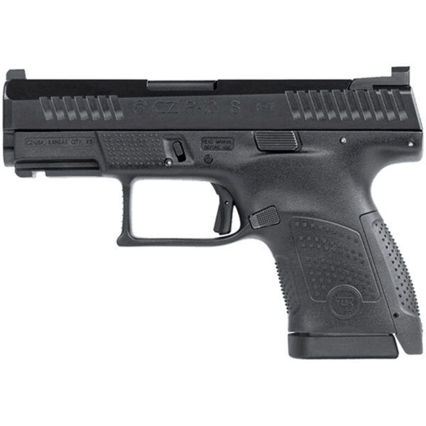 CZ P-10S, Striker Fired, Sub-Compact, 9mm, 3.5" Barrel, Polymer Frame, Black Color, Nitride Finish, Ambidextrous, Trigger Safety, Fixed Sights, 12Rd, 2 Magazines