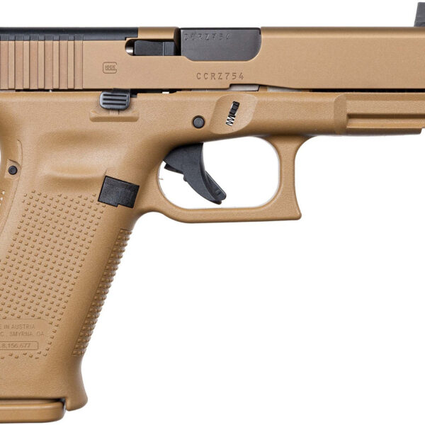 Glock 19X MOS 9mm, 4.52'' Threaded Barrel, Coyote Brown, Ameriglo Tall Back Up Sights, 19rd