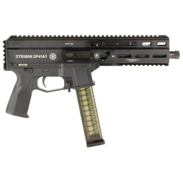 Grand Power Stribog SP45A3 45 ACP, 8" Barrel, Black, M-Lok Rail, 20rd