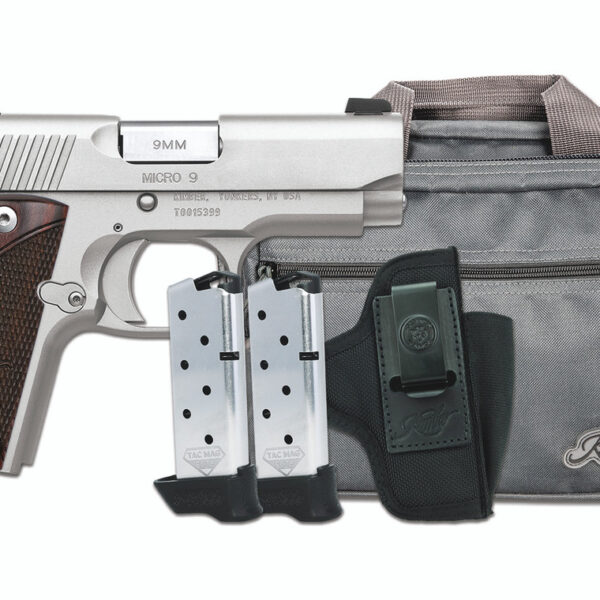 Kimber Micro 9 RTC 9mm, 3.15" Barrel, Stainless Steel, Rosewood Grip, Desantis Pro Holster, 7rd