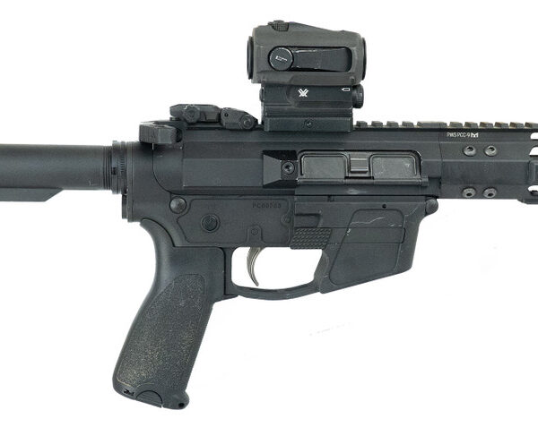 Primary Weapon Systems PCC Pistol Used 9mm, 9.5" Threaded Barrel, Black, Buffer Tube, M-Lok Handguard