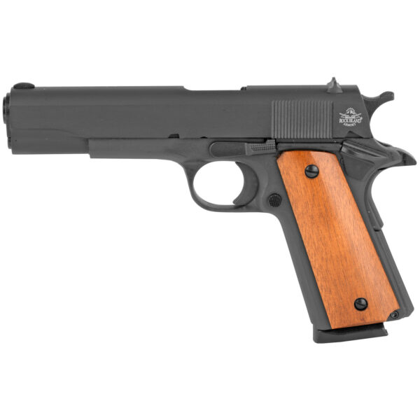 Rock Island M1911-A1 GI 45 ACP, 5" Barrel, Black, Smooth Wood Grip, 8rd