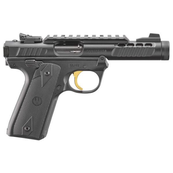 Ruger Mark IV 22/45 Lite 22 LR, 4.4" Threaded Barrel, Black, Checkered Grip, 10rd