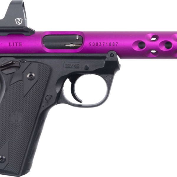 Ruger Mark IV 22/45 Lite 22 LR, 4.4'' Threaded Barrel, Purple Slide, Riton Red Dot Sight, 10rd