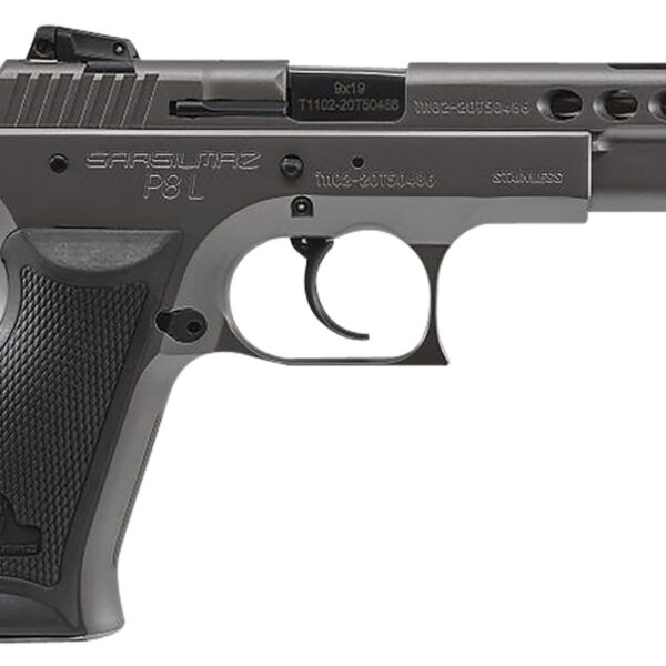 SAR P8L 9mm, 4.6" Ported Barrel, Black Stainless Steel Frame, Polymer Grip, 17rd