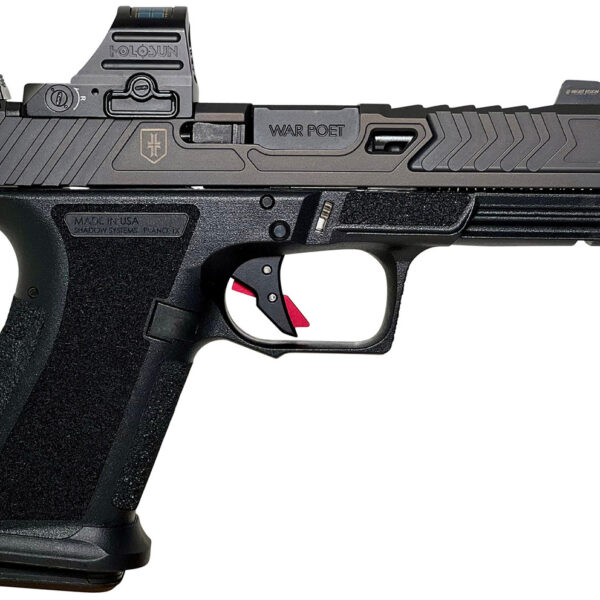 Shadow Systems MR920 War Poet 9mm, 4.5" Threaded Barrel, Black, Includes Holoson Red Dot Sight, 15rd