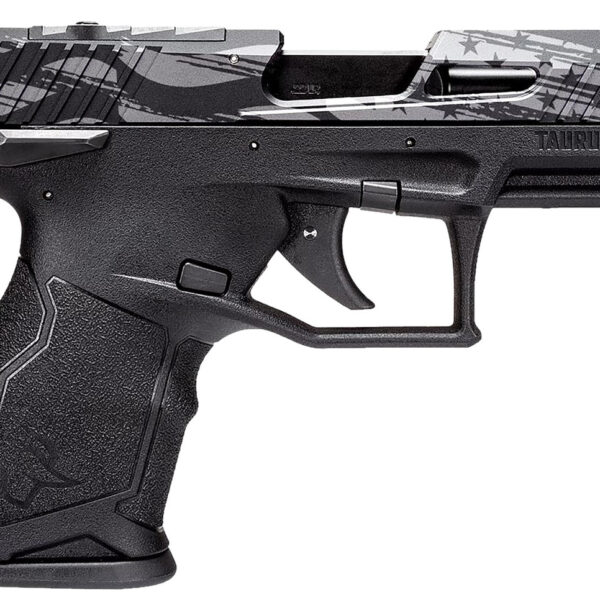 Taurus TX22C TORO 22 LR, 3.6" Threaded Barrel, Black, Engraved Distressed USA Flag Slide, 13rd