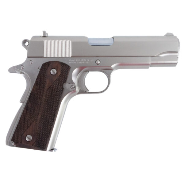 Tisas 1911 Tank Commander 9mm, 4.25" Barrel, Nickel, Turkish Walnut Grip, 9rd